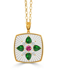 Mother of Pearl Sapphire and Tsavorite Pendant