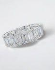 Bergamo Eternity WG band in 14K white gold with 7.60ct bezel set lab created emerald cut diamonds – Cherry Pick Diamonds Clayton St. Louis MO