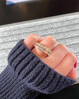Bergamo Eternity yellow gold bezel emerald cut diamond band side view – Cherry Pick Diamonds St. Louis MO