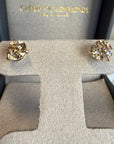 Side view of champagne diamond stud earrings in martini setting, Cherry Pick Diamonds Ladue Frontenac