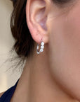 Mini Hoop 14K White Gold Lab-Grown Diamond Huggie Hoop Earrings Side – Cherry Pick Diamonds St. Louis MO