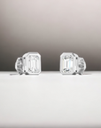 Porto EM bezel set emerald cut diamond stud earrings in 14K white gold – Cherry Pick Diamonds Clayton St. Louis MO