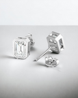Porto EM WG 14K white gold bezel emerald cut stud earrings with lab created diamonds – Cherry Pick Diamonds St. Louis MO