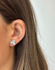 Positano WG 1CTW white gold cluster stud earrings, emerald oval and pear lab diamonds – Cherry Pick Diamonds St. Louis MO