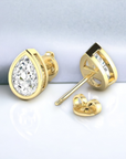 Porto PS YG 14K yellow gold bezel pear shape stud earrings with lab created diamonds – Cherry Pick Diamonds St. Louis MO