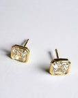 Asscher Lights Lab Diamond Asscher Cut Bezel Earrings Close-Up – Cherry Pick Diamonds Clayton MO