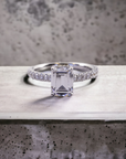 Sorrento EM engagement ring in 18K white gold with hidden halo emerald cut diamond – Cherry Pick Diamonds Clayton St. Louis MO