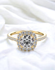 Milan engagement ring setting in 14K yellow gold with cushion outline halo and pavé diamonds – Cherry Pick Diamonds Clayton St. Louis MO