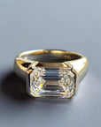 Crete Emerald engagement ring in 14K yellow gold with 3.11ct emerald cut lab created diamond – Cherry Pick Diamonds Clayton St. Louis MO