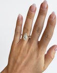 Close-up of 2.51ct marquise lab diamond in tulip head six prong yellow gold setting — Cherry Pick Diamonds Clayton Missouri