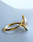 Monaco Oval yellow gold ring side view with knife edge band and oval diamond – Cherry Pick Diamonds St. Louis MO