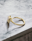 Starling YG ring side view, low profile halo yellow gold – Cherry Pick Diamonds St. Louis MO
