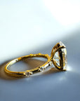 Webster Oval engagement ring side view with floating natural side diamonds – Cherry Pick Diamonds St. Louis MO