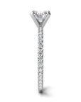 Rome white gold engagement ring side view with round brilliant side diamonds – Cherry Pick Diamonds Clayton MO