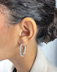 West End Hoops White Gold Natural Diamond Inside-Out Hoop Earrings Worn – Cherry Pick Diamonds St. Louis MO