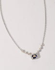 Blue Sapphire Necklace Natural Ceylon Sapphire Diamond Halo Top View – Cherry Pick Diamonds St. Louis MO
