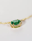 Colombian Emerald Necklace 14K Yellow Gold Natural Emerald Close-Up – Cherry Pick Diamonds St. Louis MO