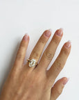 Close-up of 4.52ct elongated old mine cut lab diamond in compass claw yellow gold setting — Cherry Pick Diamonds Clayton Missouri