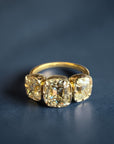Trio Old Mine three stone ring in 18K gold with 4.08ct total natural old mine cut diamonds – Cherry Pick Diamonds Clayton St. Louis MO