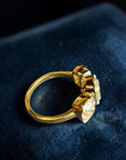 Trio Old Mine ring side view, three natural old mine cut diamonds – Cherry Pick Diamonds St. Louis MO
