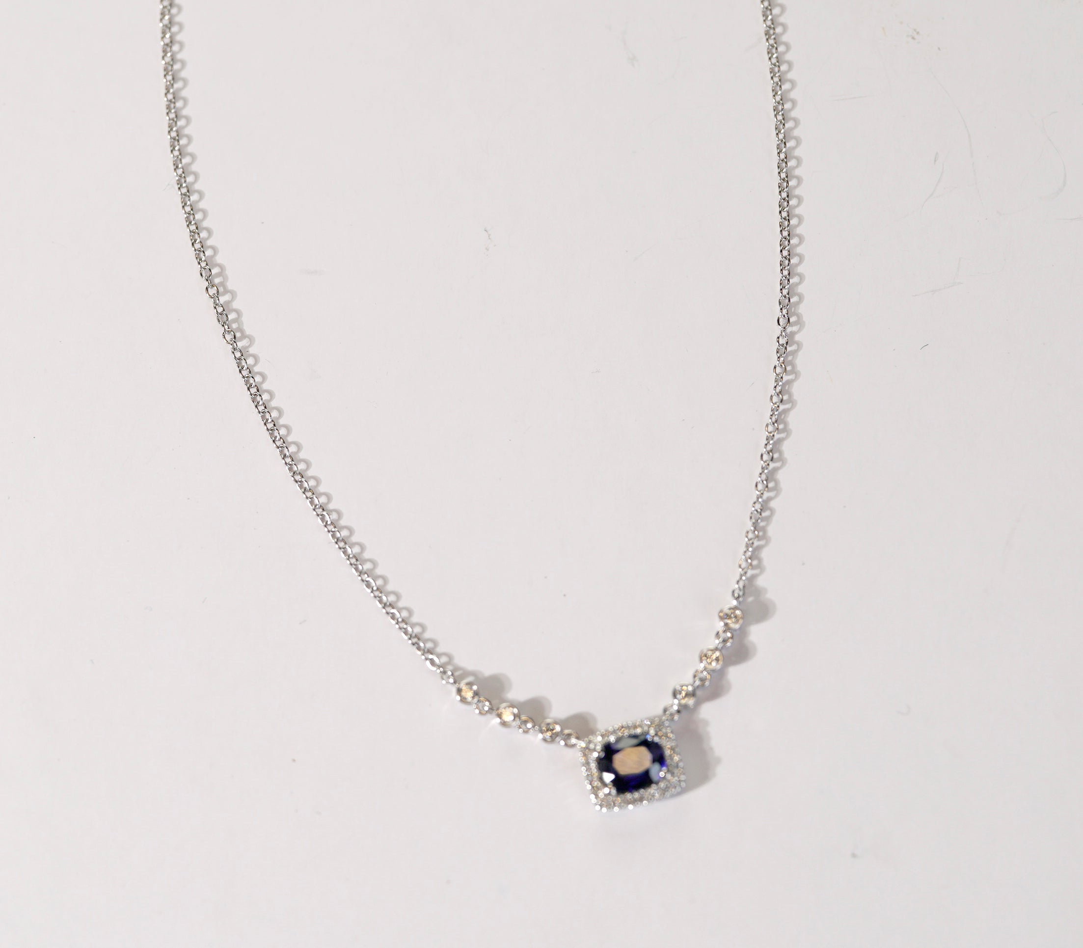 14k Gold Macy's Blue Sapphire Necklace BLUE SAPPHIRE NECKLACE