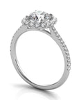 Milan WG 14K white gold halo engagement ring setting for round brilliant center stone – Cherry Pick Diamonds St. Louis MO