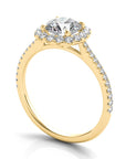 Milan YG 14K yellow gold halo engagement ring setting for round brilliant center stone – Cherry Pick Diamonds St. Louis MO
