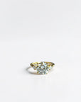 2.16 carat IGI lab diamond round brilliant three stone ring with kite step cut sides in 14k yellow gold — Cherry Pick Diamonds Clayton MO