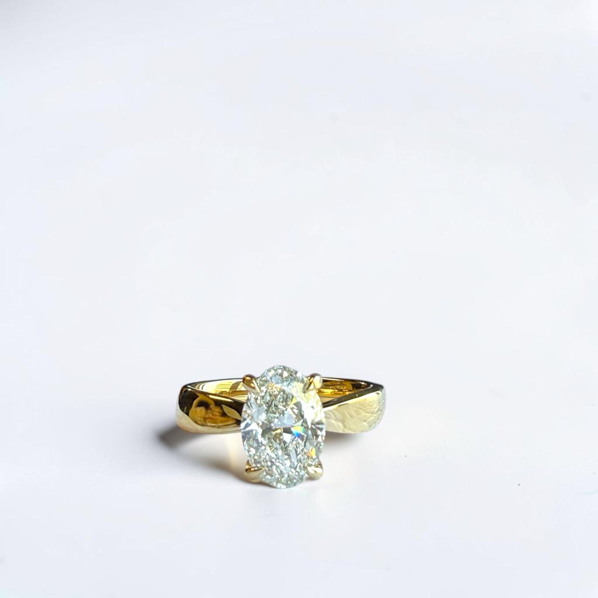 2.06 carat GIA natural oval diamond ring in 14k yellow gold wave shank with hidden halo — Cherry Pick Diamonds, Clayton MO