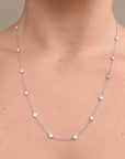 Diamond by the yard necklace in 14k white gold worn on body, 2.11 carat lab-created diamonds, Cherry Pick Diamonds Clayton St. Louis