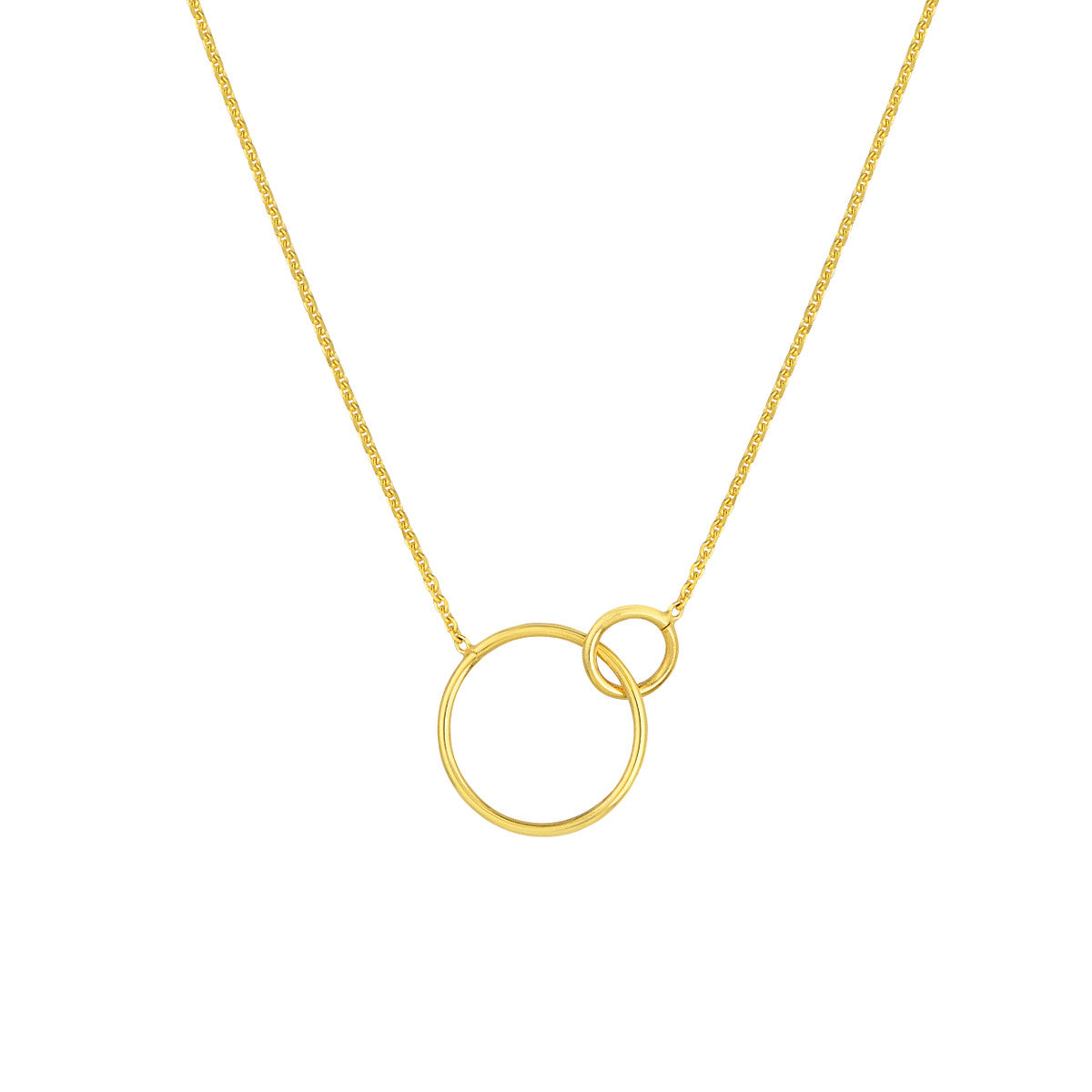 14k Real Gold Interlocking Circles Necklace for Women,Double Rings Necklaces  in 14k Gold,Intertwined Circles Pendant Necklaces,Delicate Round  Jewelry,Gifts for Anniversary, 18