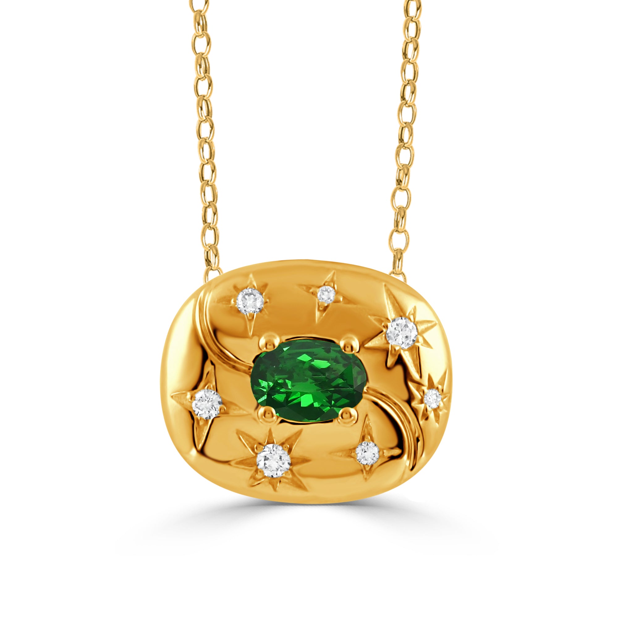 18K Gold Pendant with Tsavorite &amp; Diamonds