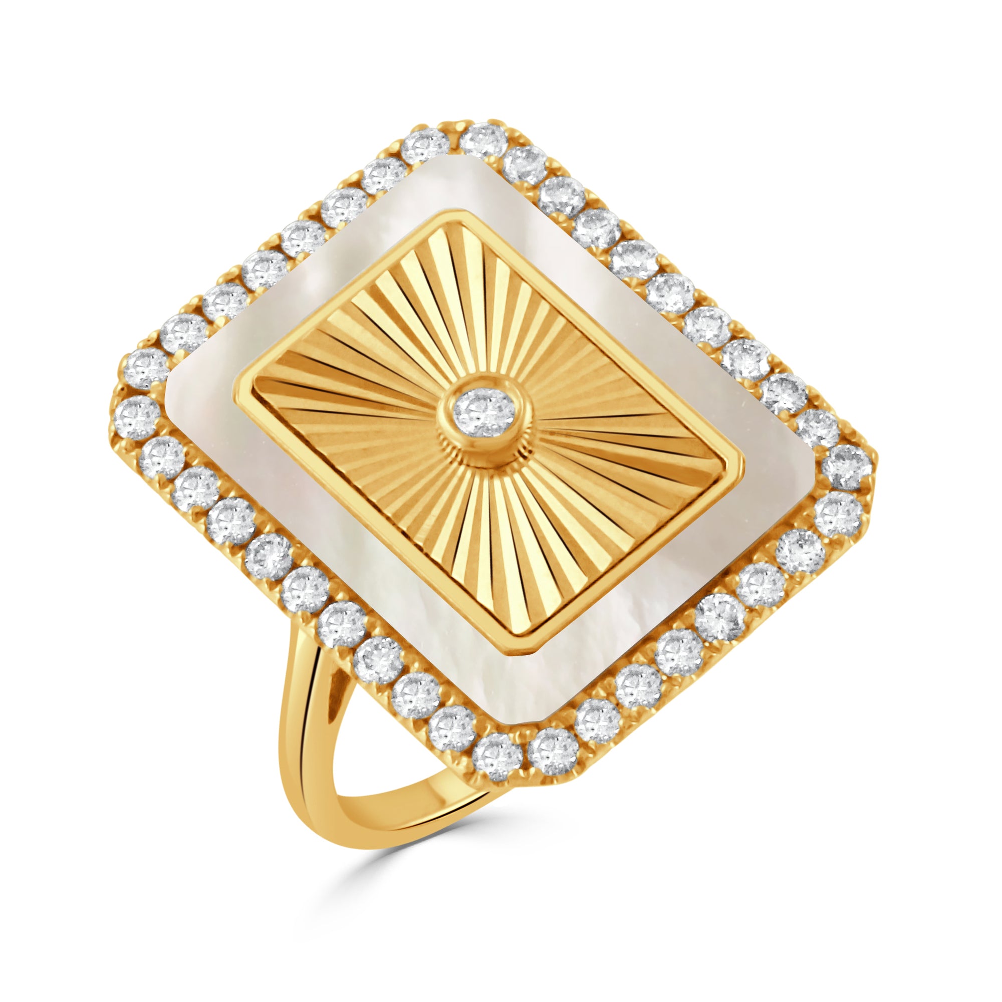 18K Diamond &amp; Mother of Pearl Ring