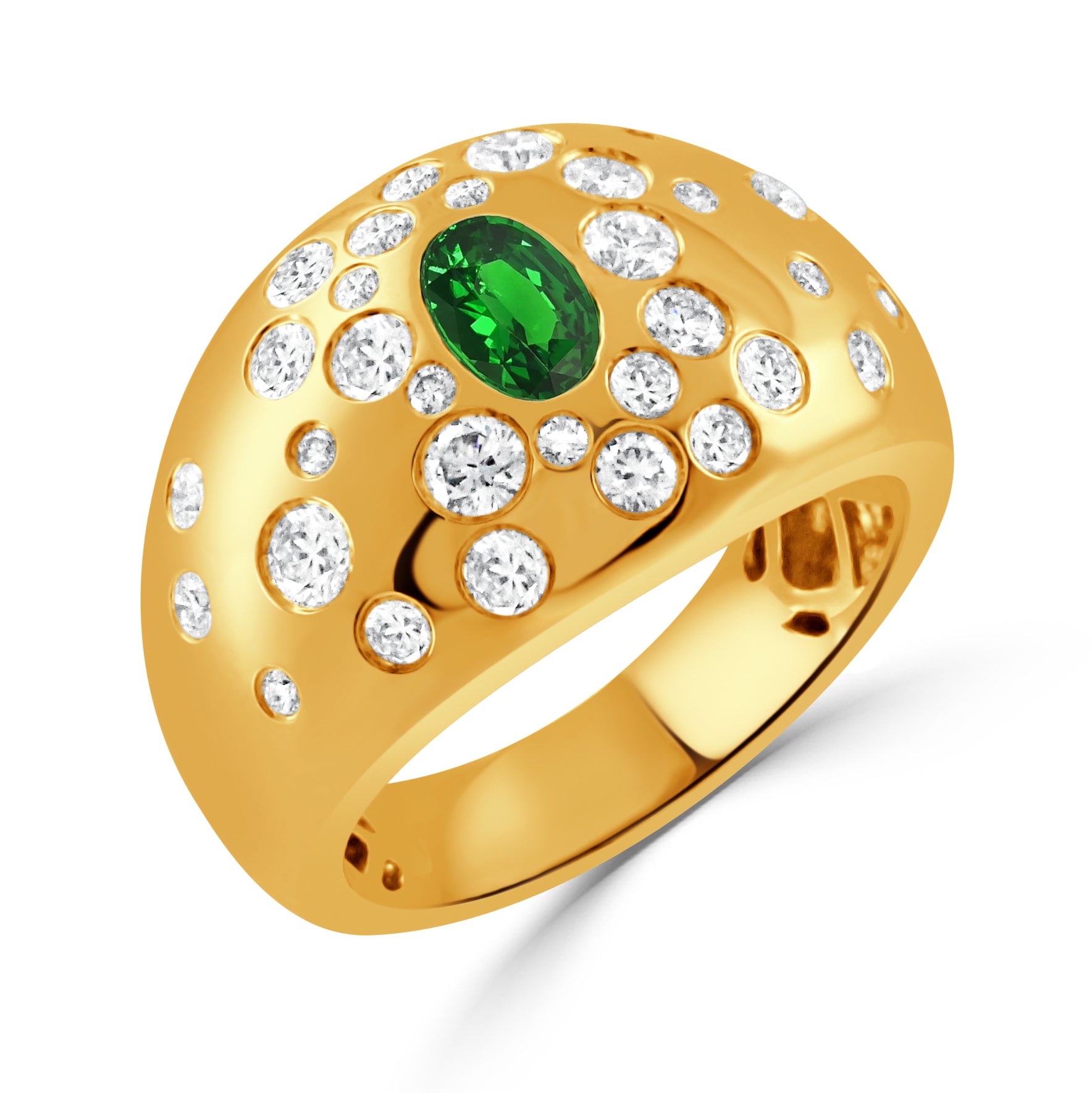 18K Gold Diamond &amp; Tsavorite Ring