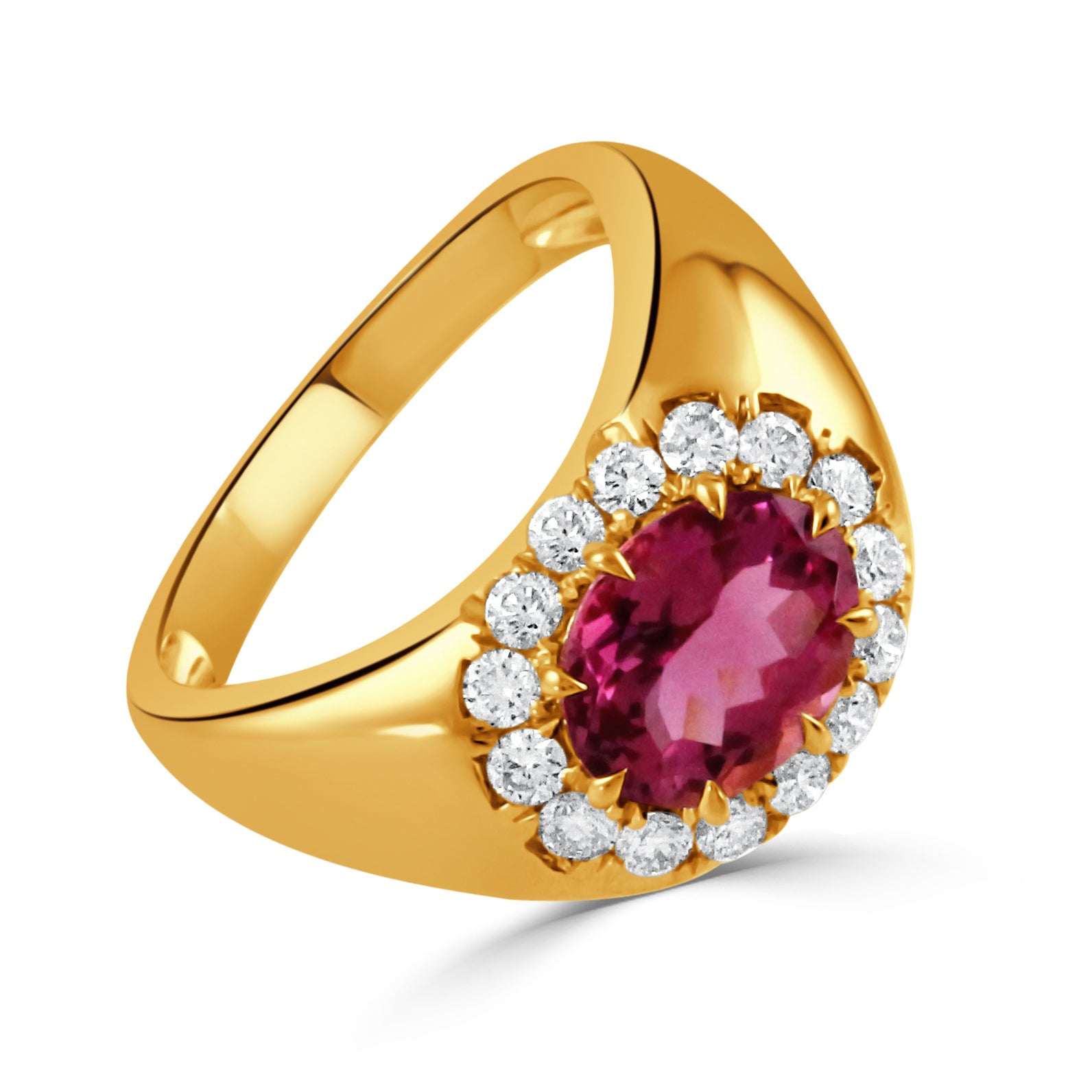 18K Gold Diamond &amp; Pink Tourmaline Ring