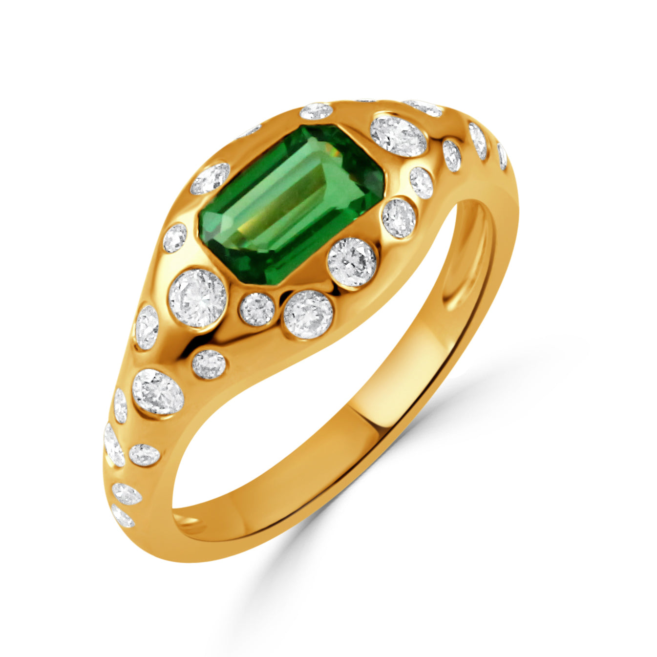 18K Gold Diamond &amp; Tsavorite Ring