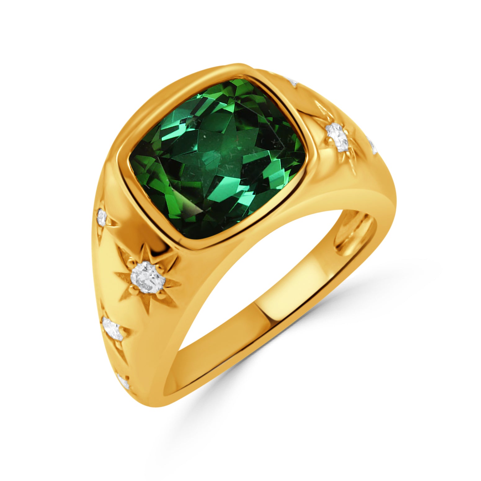 18K Green Tourmaline&amp; Diamond Ring