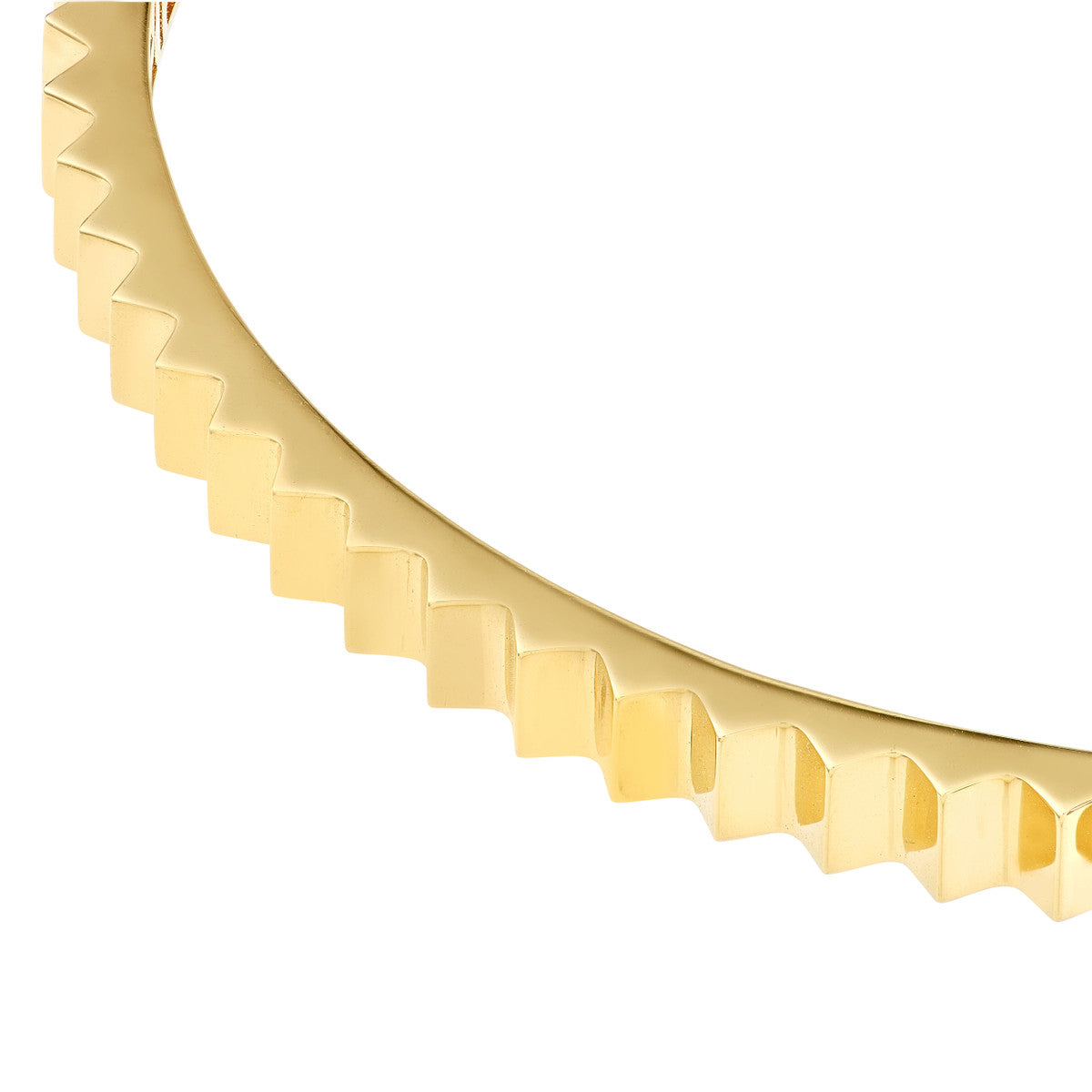 Mykonos 14K Gold Grooved Hinge Bangle Close-Up – Cherry Pick Diamonds Clayton MO