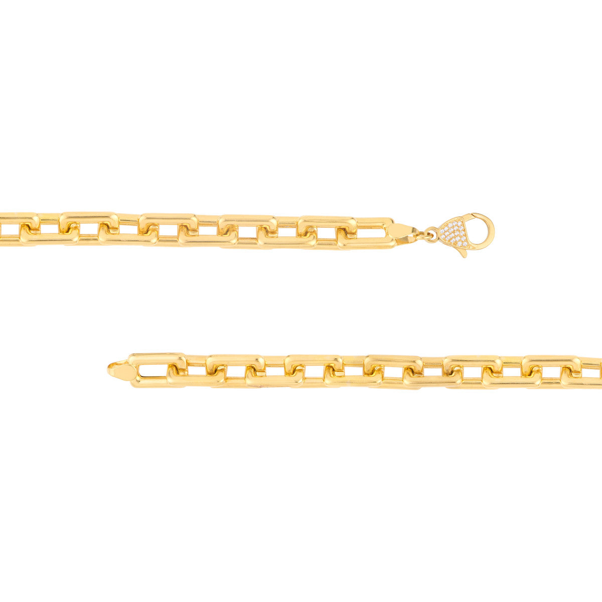 Amsterdam 14K Gold Hollow Paper Clip Link Bracelet Close-Up – Cherry Pick Diamonds Clayton MO