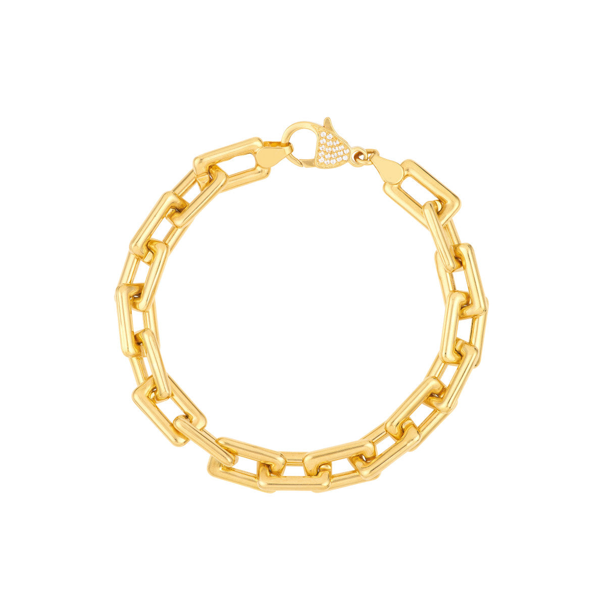 Amsterdam Bracelet 14K Yellow Gold Chunky Paper Clip Chain Diamond Lock – Cherry Pick Diamonds Clayton St. Louis MO