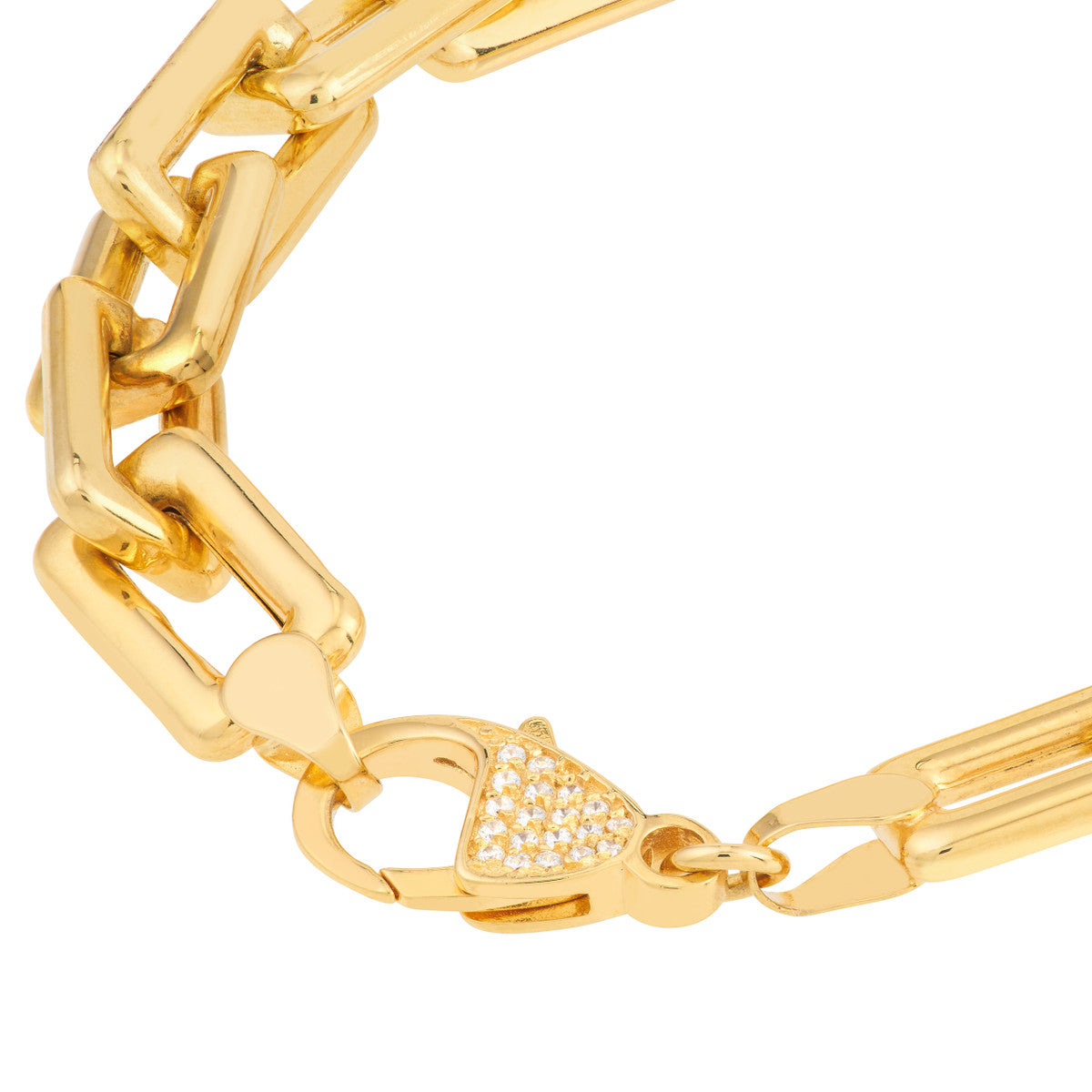 Amsterdam Yellow Gold Paper Clip Chain Bracelet Pavé Diamond Lock – Cherry Pick Diamonds St. Louis MO