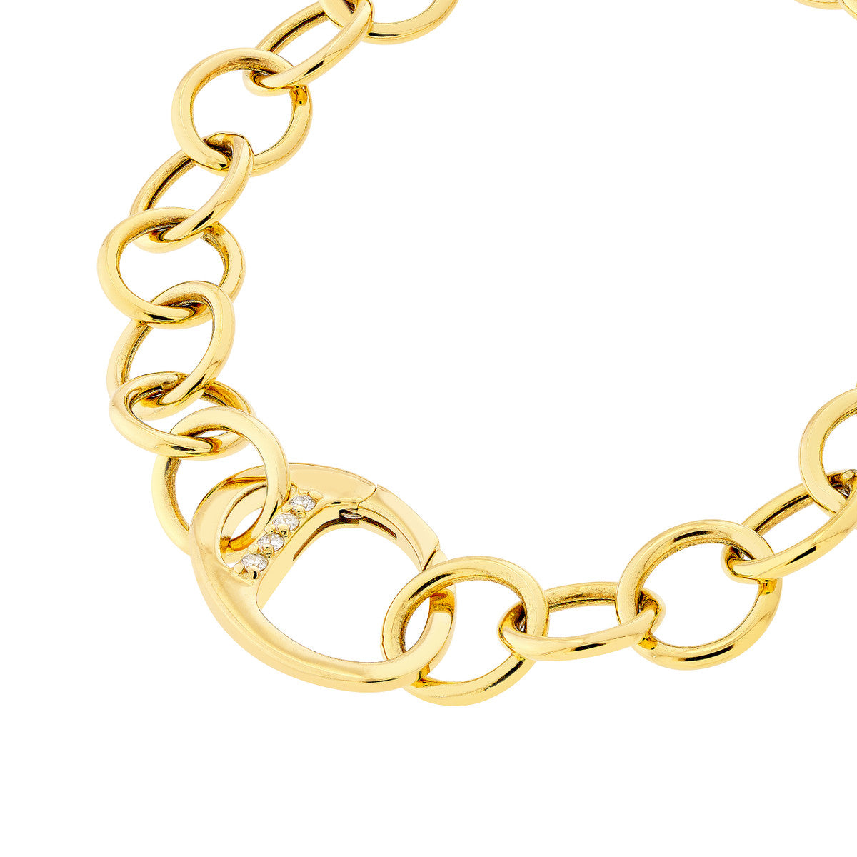 Berlin Yellow Gold Flat Mariner Chain Bracelet Diamond Push Lock – Cherry Pick Diamonds St. Louis MO