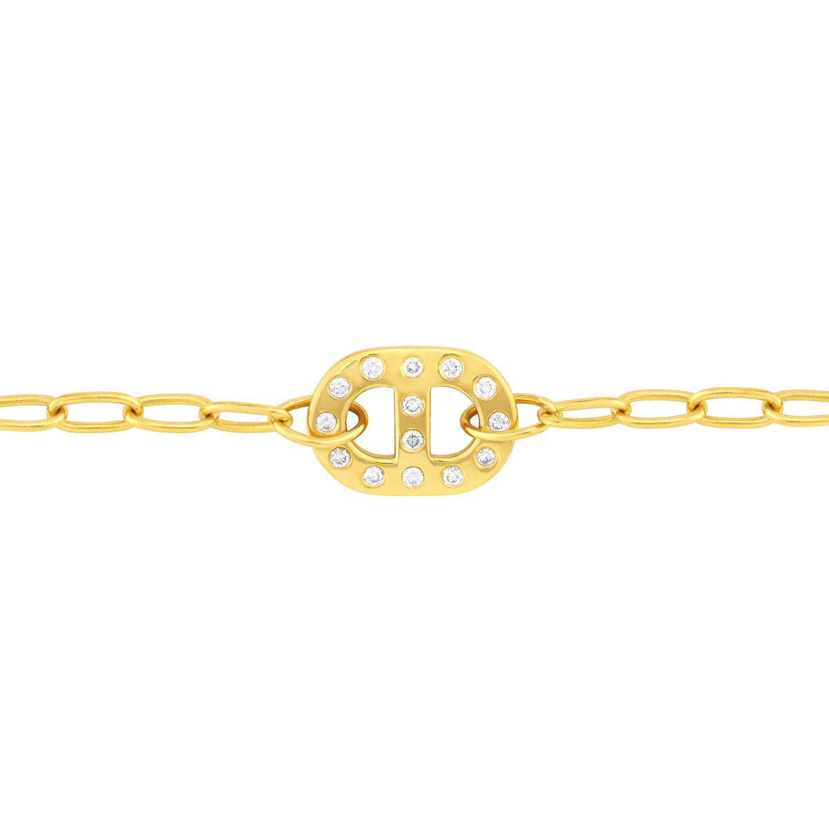 Budapest Yellow Gold Oval Link Bracelet 0.21ct Diamond Charm – Cherry Pick Diamonds St. Louis MO