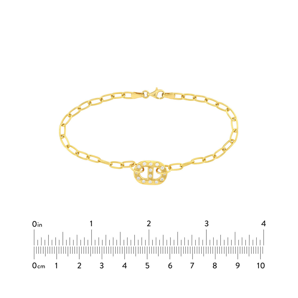 Budapest Bracelet Gold Oval Link Chain Side View Diamond Charm – Cherry Pick Diamonds St. Louis MO