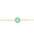 Cinque Terre Yellow Gold Turquoise Evil Eye Station Bracelet Side View – Cherry Pick Diamonds St. Louis MO