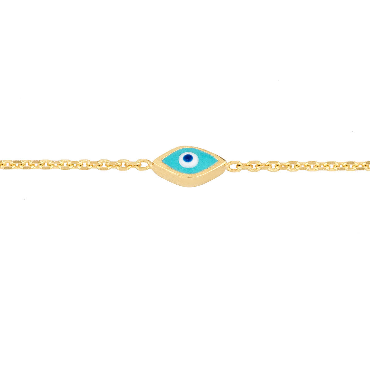 Evil Eye 14K Gold Bracelet Turquoise Enamel Close-Up – Cherry Pick Diamonds Clayton MO