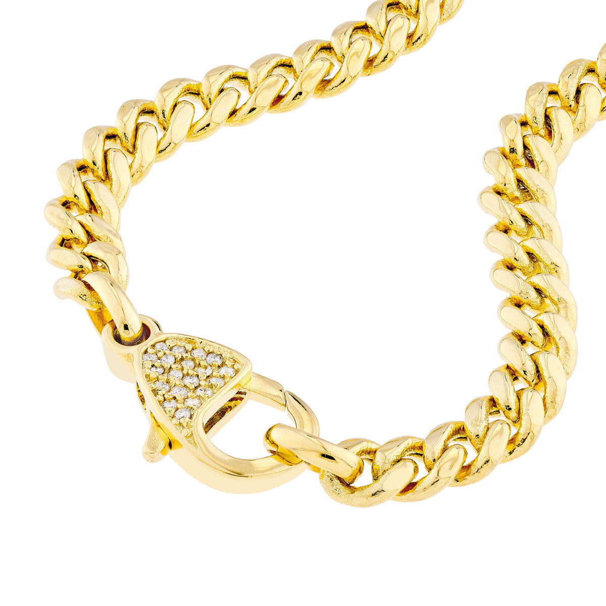 Havana 14K Yellow Gold Hollow Curb Chain Diamond Lock Bracelet – Cherry Pick Diamonds St. Louis MO
