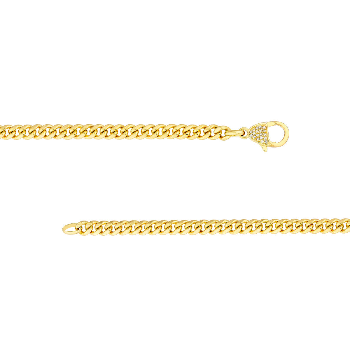 Havana Gold Curb Chain Bracelet Diamond Pear Lock Side View – Cherry Pick Diamonds Clayton MO