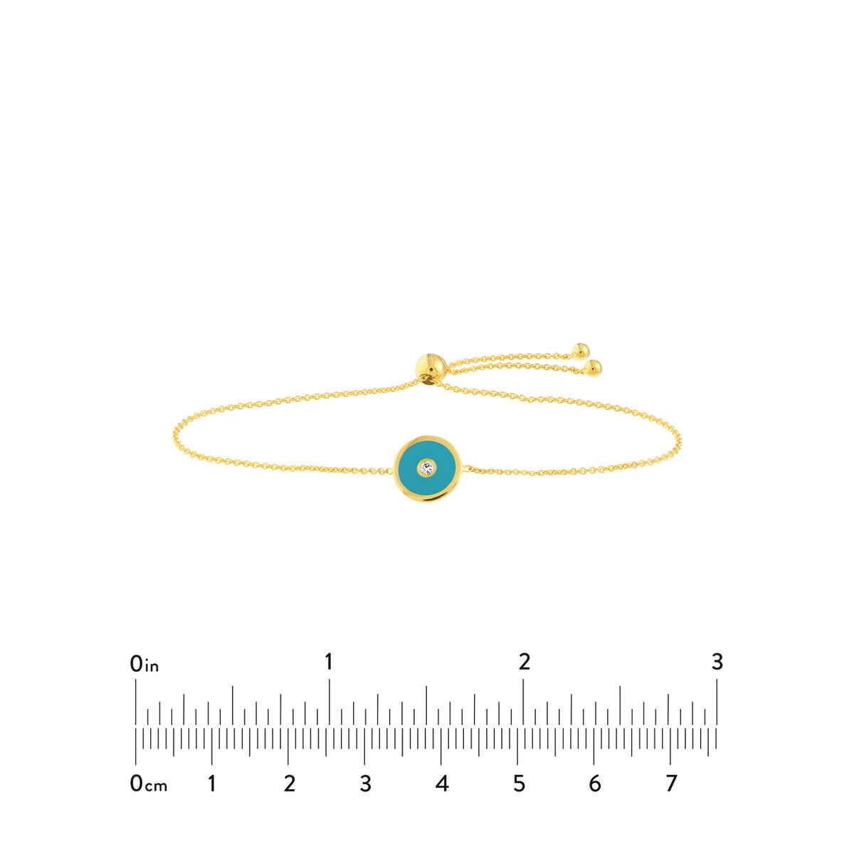 Marrakech Bracelet Gold Blue Enamel Evil Eye Side View – Cherry Pick Diamonds St. Louis MO