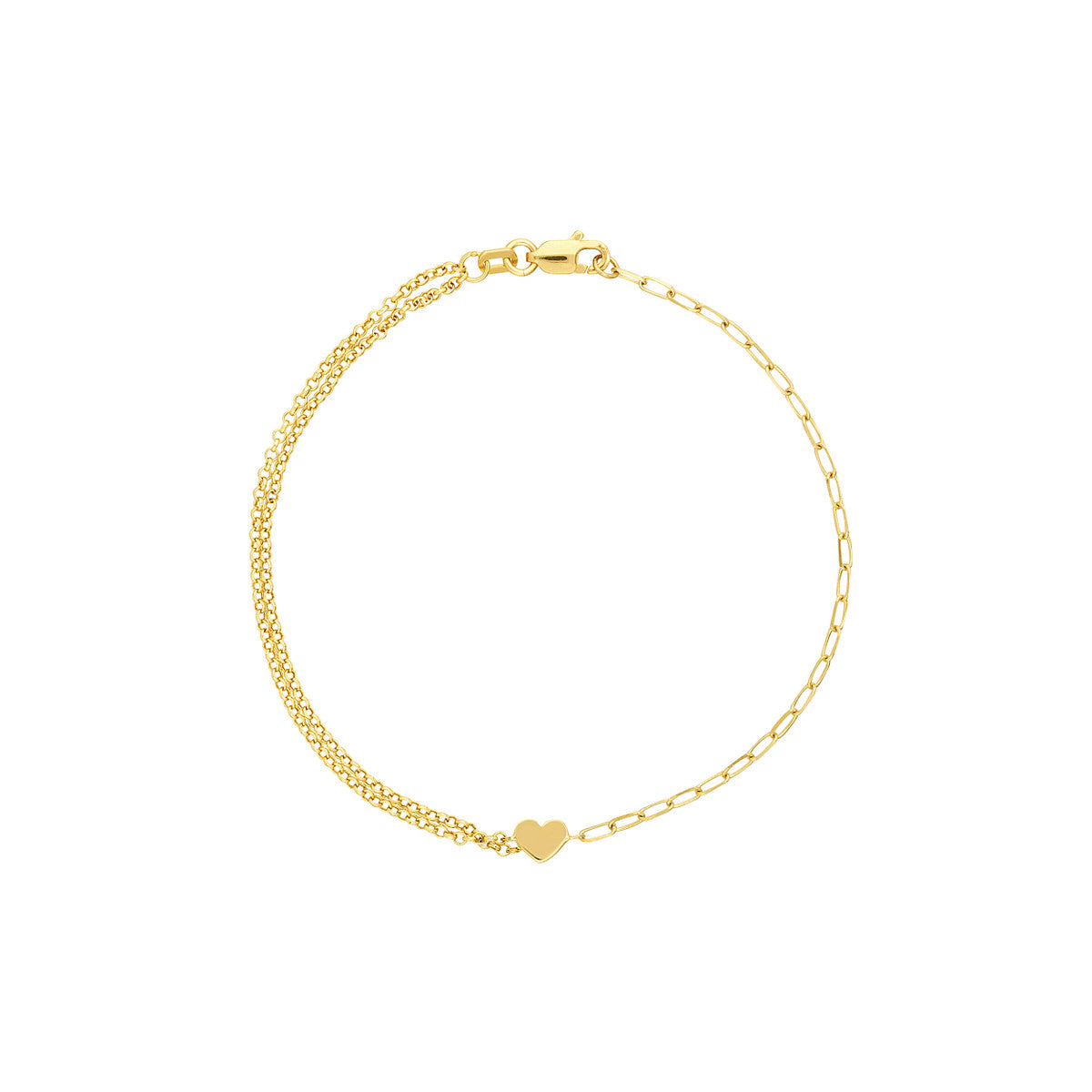 Tokyo Heart Bracelet 14K Yellow Gold Paper Clip Rolo Chain Heart Charm – Cherry Pick Diamonds Clayton St. Louis MO